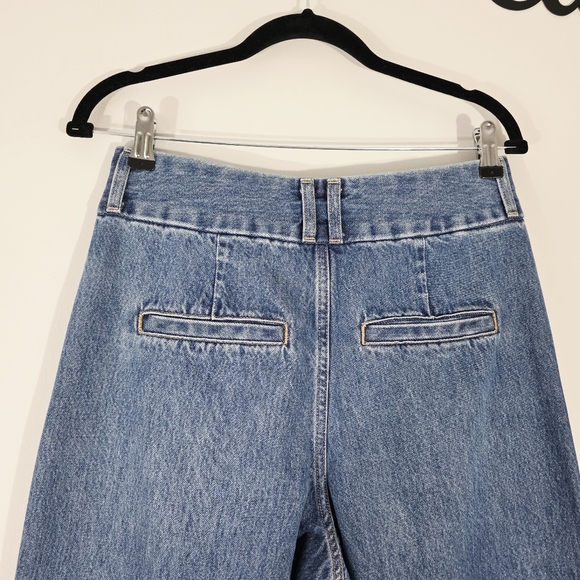 Express Relaxed Wide-Leg Super High Rise Blue Jeans Size 6L - Picture 7 of 12